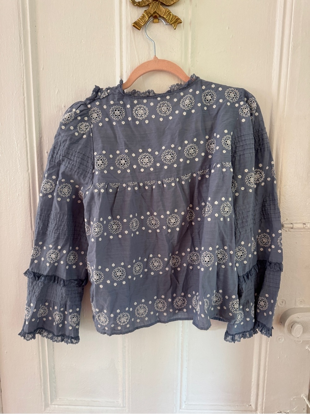 Sezane nele vintage blue & ecru lace top - Picture 6 of 6